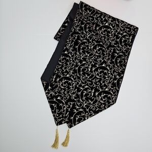 Table Runner Black & Gold Swirl Elegant Home Holiday Christmas Decor 13 x 71
